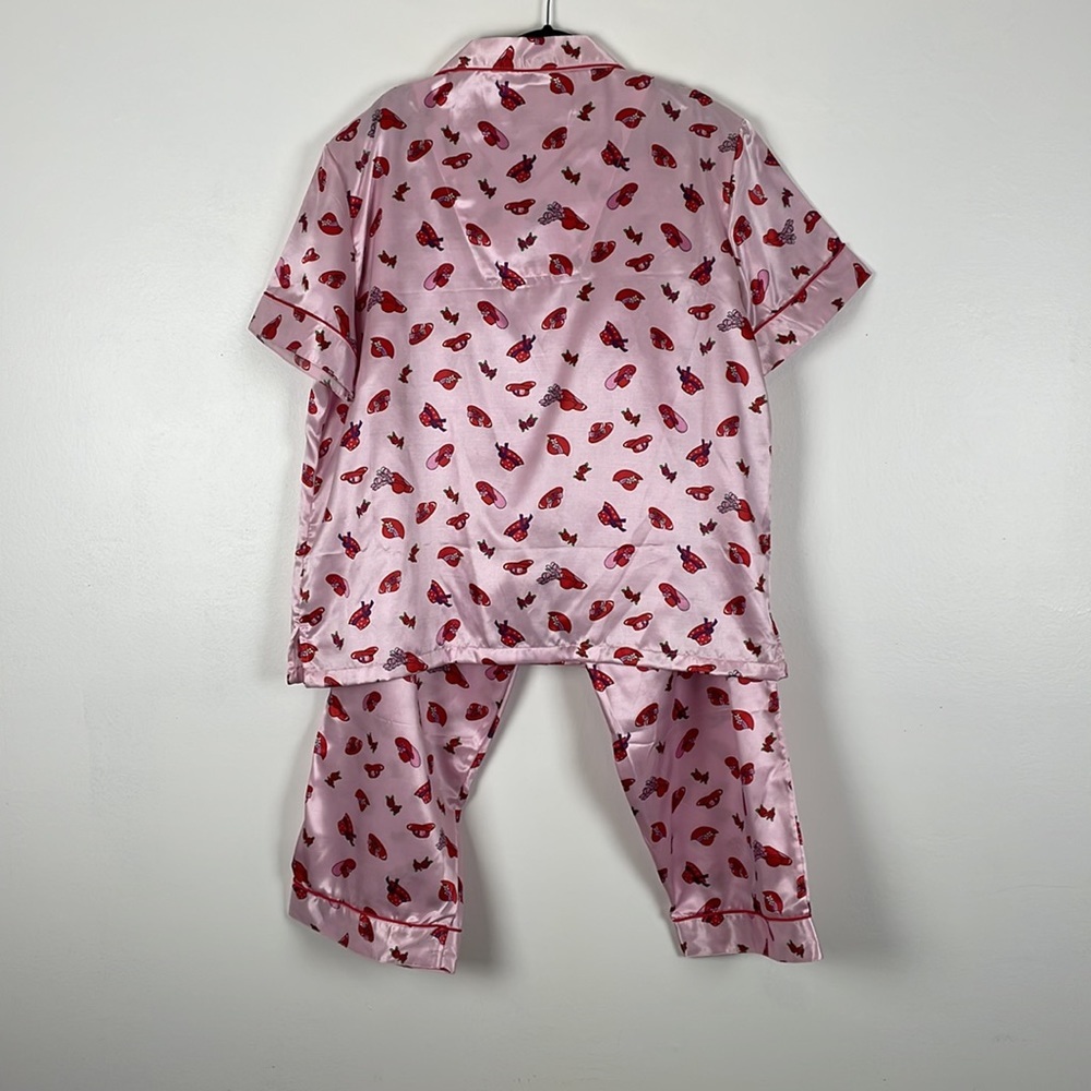 Robert Louis silk blend loungewear drawstring waist short sleeve button down - Picture 4 of 8